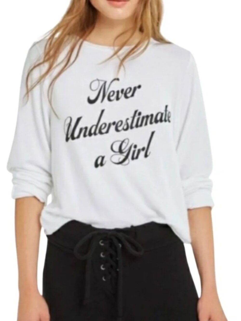 NEW Wildfox Never Underestimate A Girl Long Sleeve Sweatshirt - XS